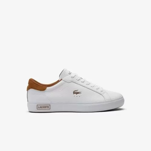 Giày Lacoste Powercourt Leather Nam - Trắng Nâu
