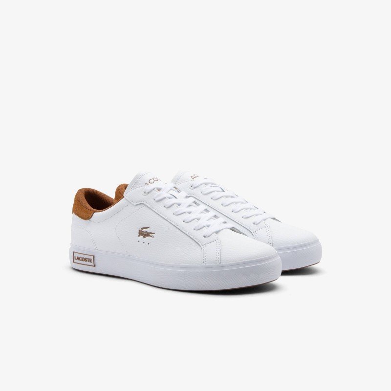 Giày Lacoste Powercourt Leather Nam - Trắng Nâu