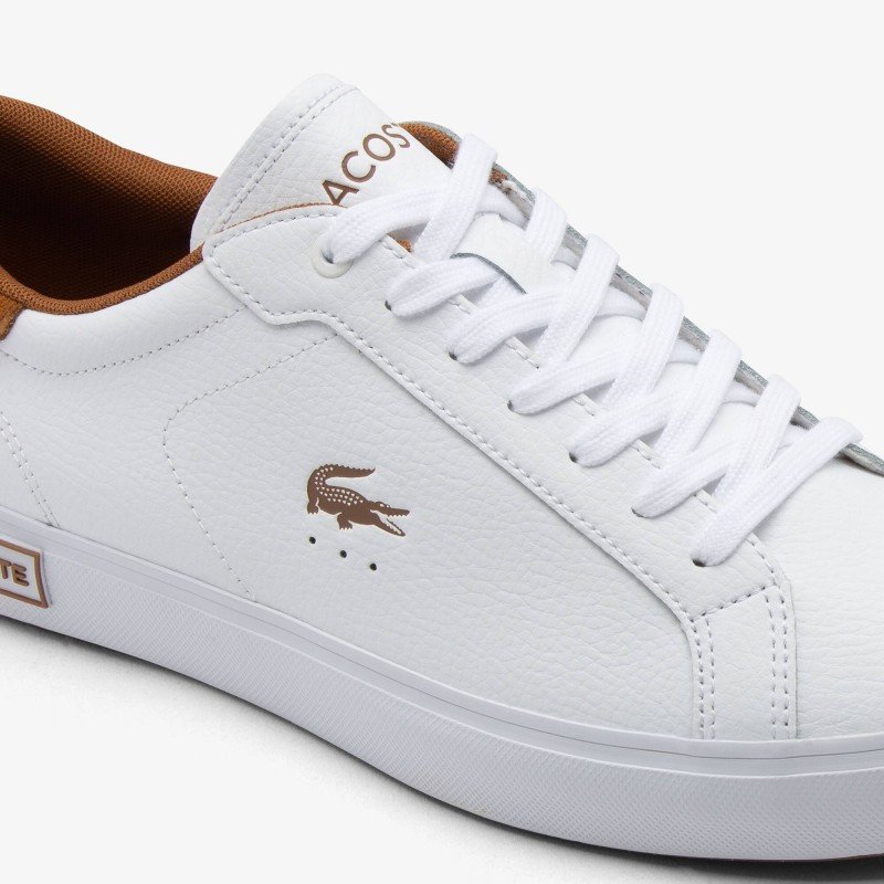 Giày Lacoste Powercourt Leather Nam - Trắng Nâu