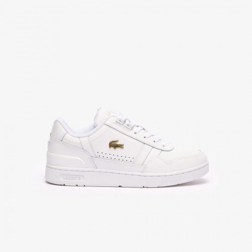 Giày Lacoste T-Clip Leather Nữ - Trắng Gold