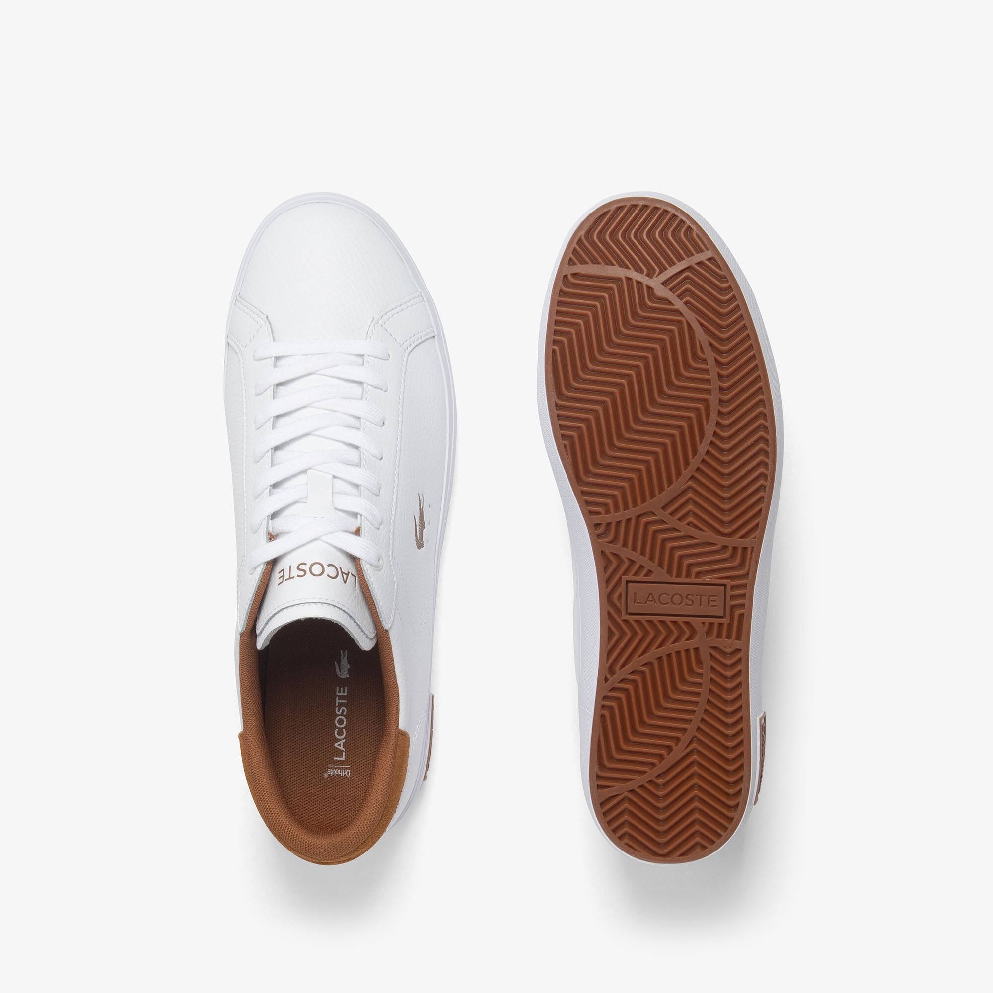 Giày Lacoste Powercourt Leather Nam - Trắng Nâu - hình 4