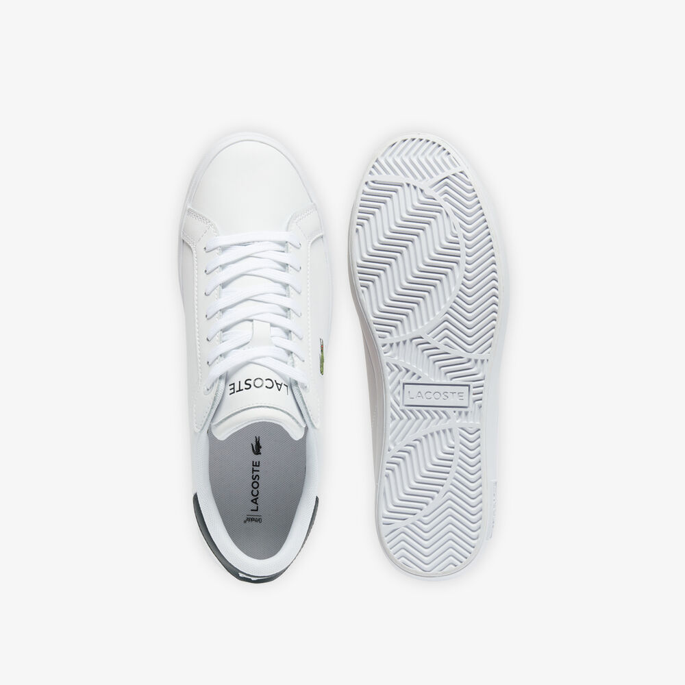 Giày Lacoste Powercourt Leather Nam - Trắng Xanh - hình 4